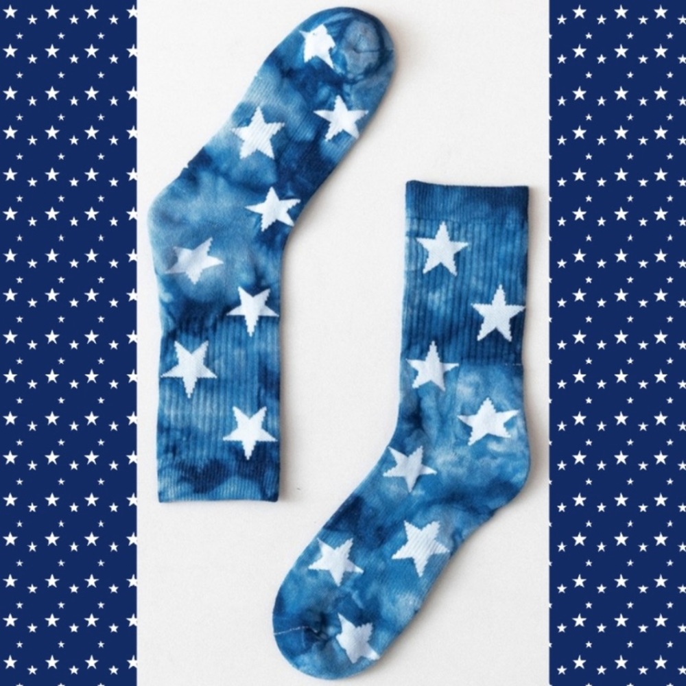 Stars Tie Dye Crew Socks NWT